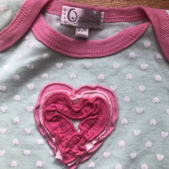 🆕quiltex 0-3M Mint Polka Dot Ringer Sleep Gown - Picture 2 of 4